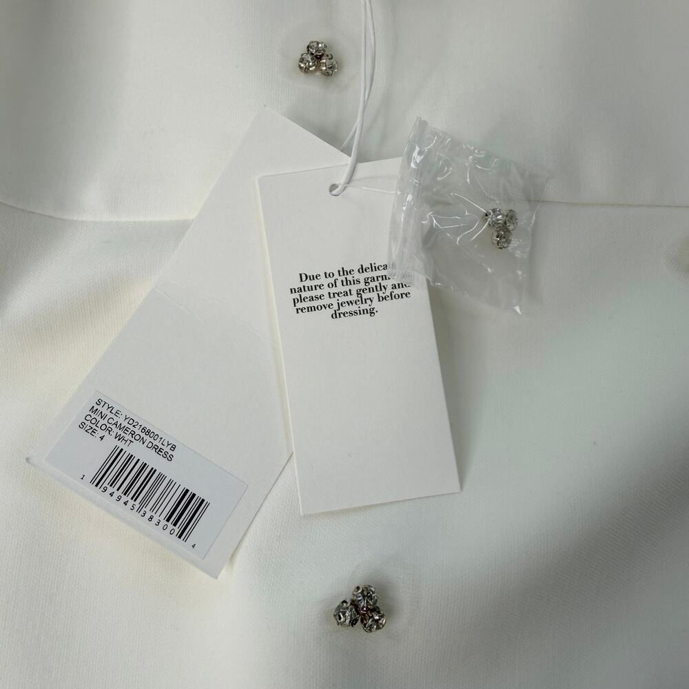 New Likely Cameron Feather Trim Crystal Embellished Minidress Size 4 - Picture 3 of 10